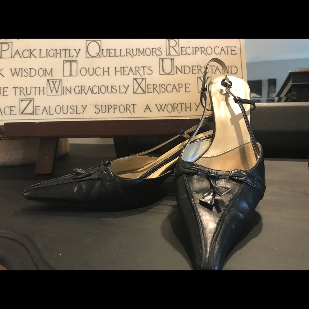 Circa Joan & David Black Leather Slingback Heels 8